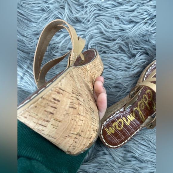 Sam Edelman Women's Size 9 Rasha Wedge Sandal Platform Strappy Tan Beige - Picture 4 of 10